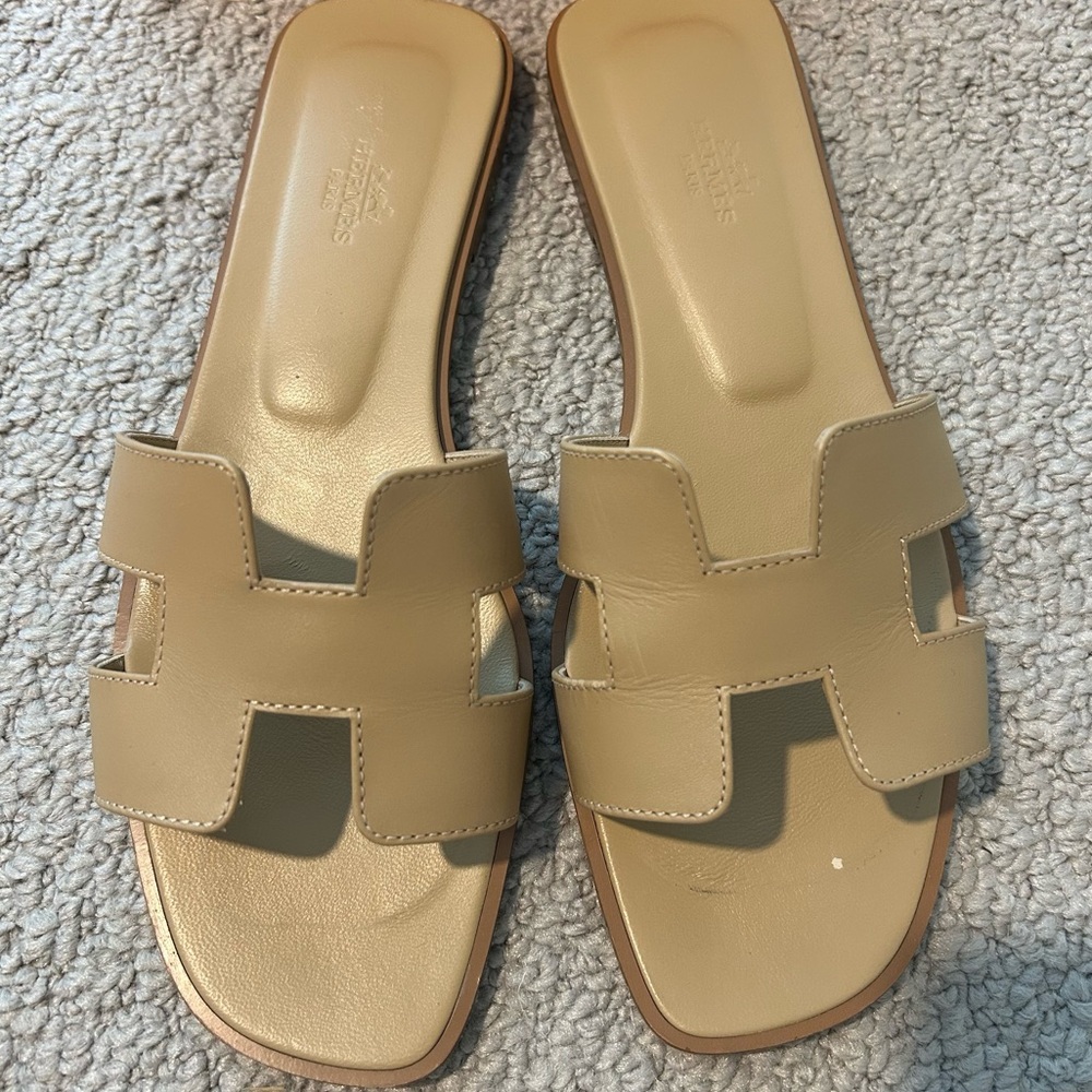 Authentic Hermes Oran Sandals Beige Natura / Beige Natural - size 40 / 9.5 - Picture 4 of 13